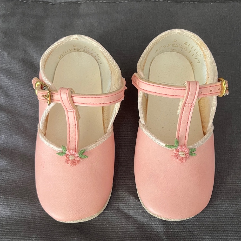 Vintage 1960’s Pink Floral T-Strap Kids Shoes